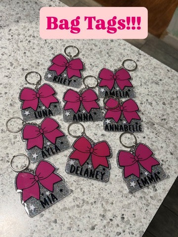 All Star Cheer Bow Bag Tags (3 inch)