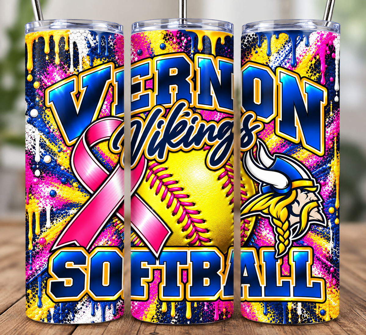 Vernon Vikings Breast Cancer Awareness Tumbler