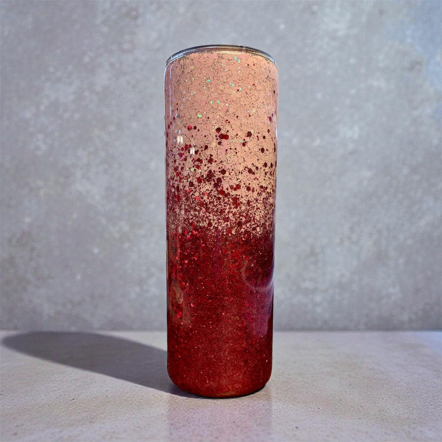 Valentine Red and Pink Glitter Ombre 20oz Skinny