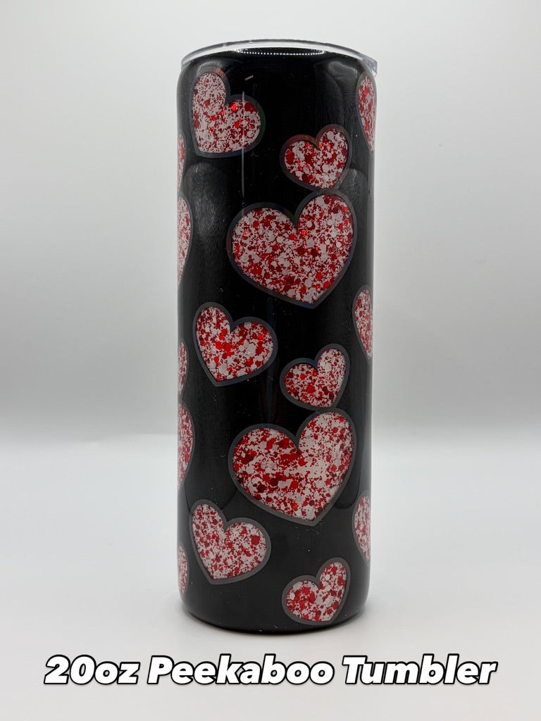 Valentine Red and White Hearts 20oz Skinny