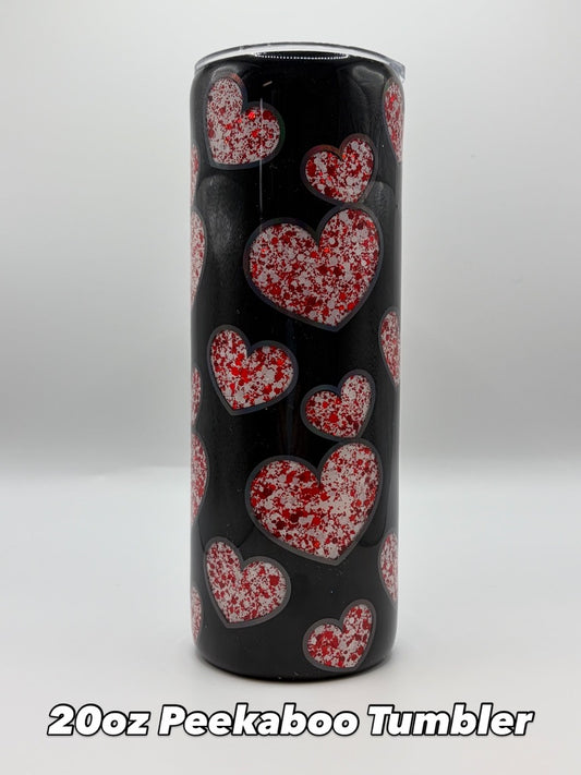 Valentine Red and White Hearts 20oz Skinny