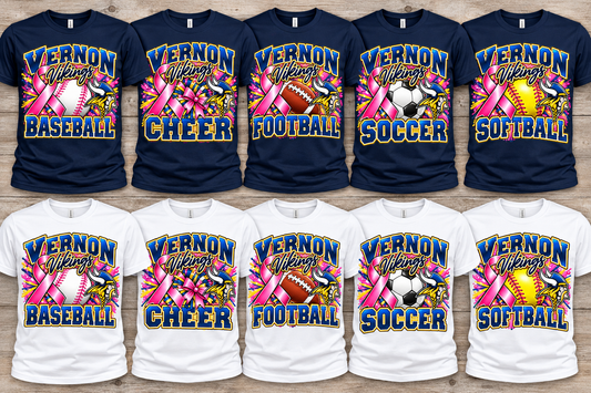Vernon Vikings Breast Cancer Awareness T-Shirt