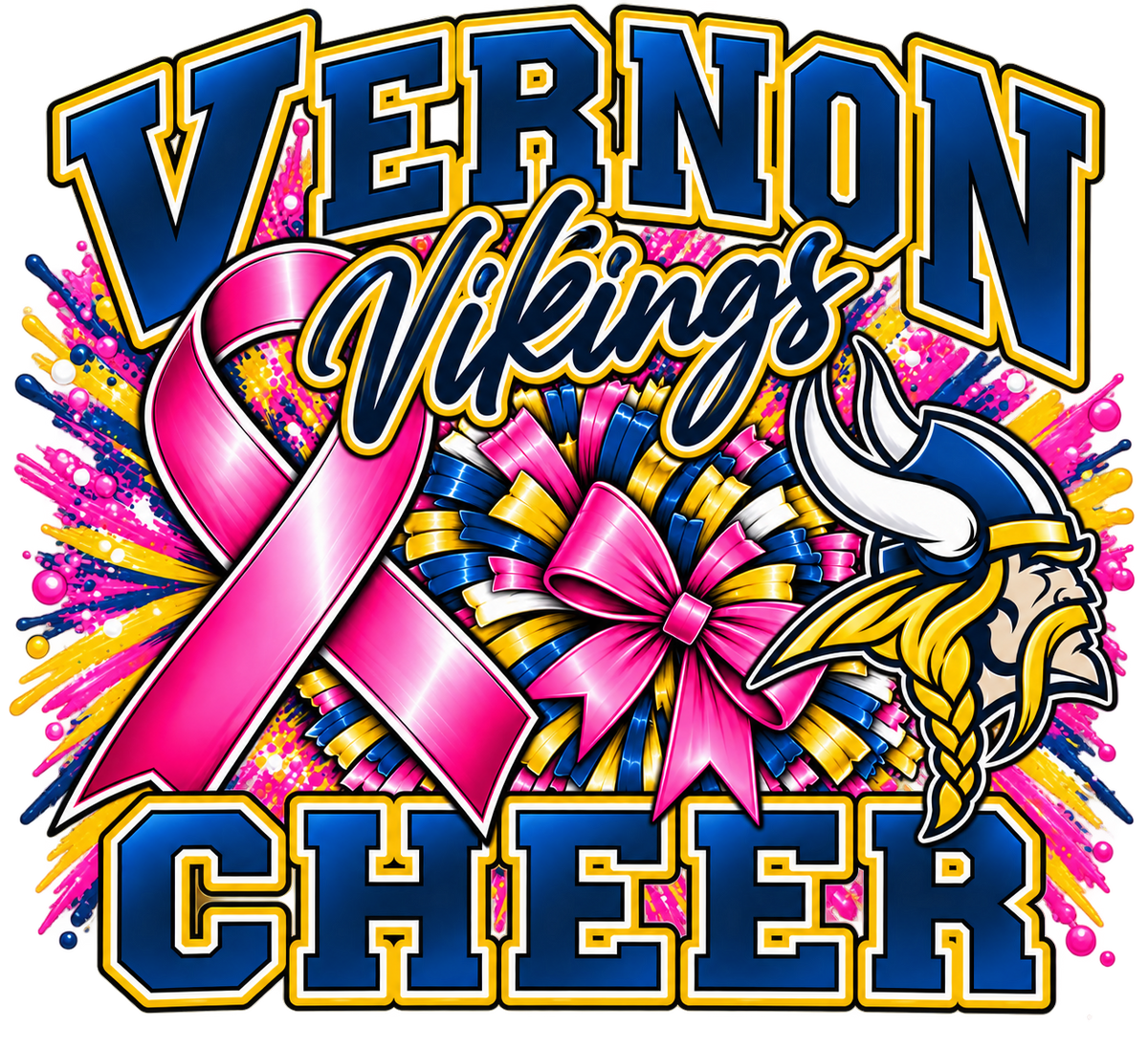 Vernon Vikings Breast Cancer Awareness T-Shirt