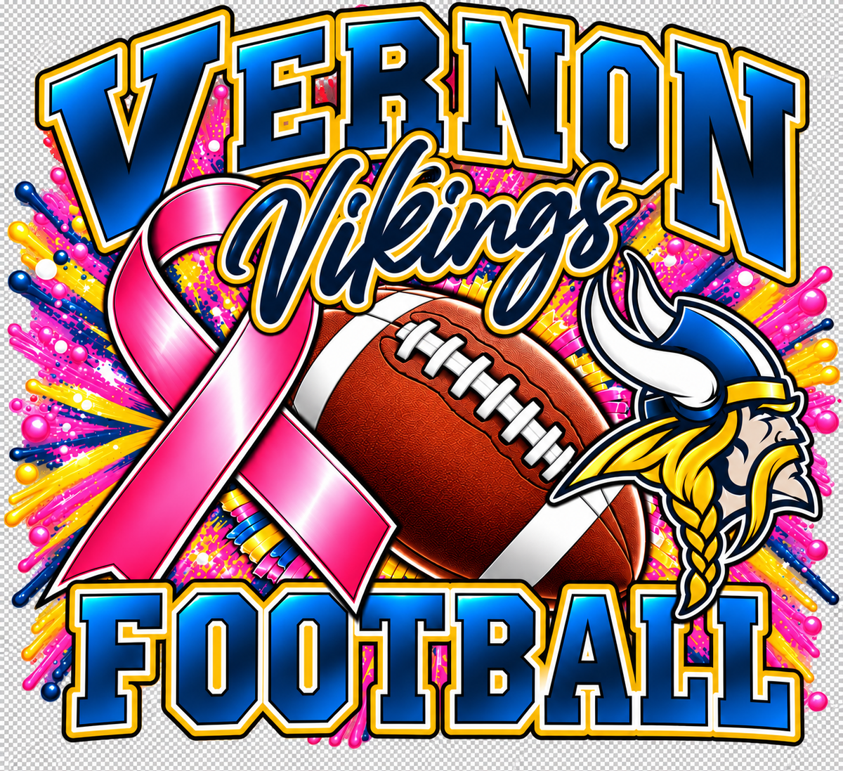 Vernon Vikings Breast Cancer Awareness T-Shirt