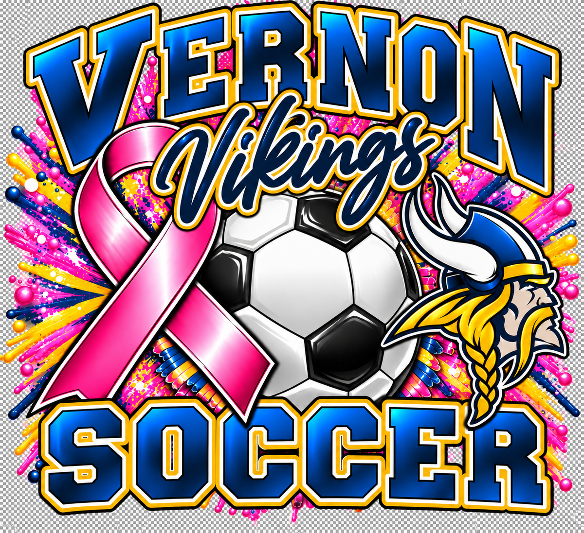 Vernon Vikings Breast Cancer Awareness T-Shirt