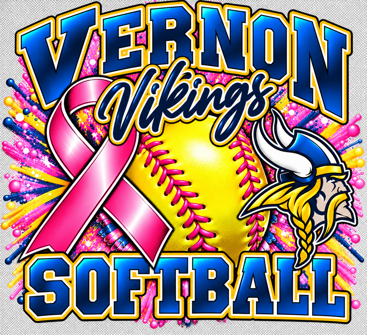 Vernon Vikings Breast Cancer Awareness T-Shirt