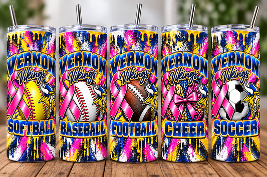 Vernon Vikings Breast Cancer Awareness Tumbler