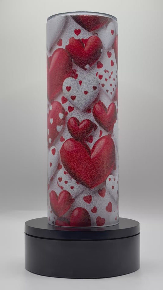 Valentine Glitter Hearts 20oz Skinny