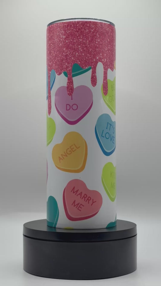 Valentine Candy Heart Drip 20oz Skinny